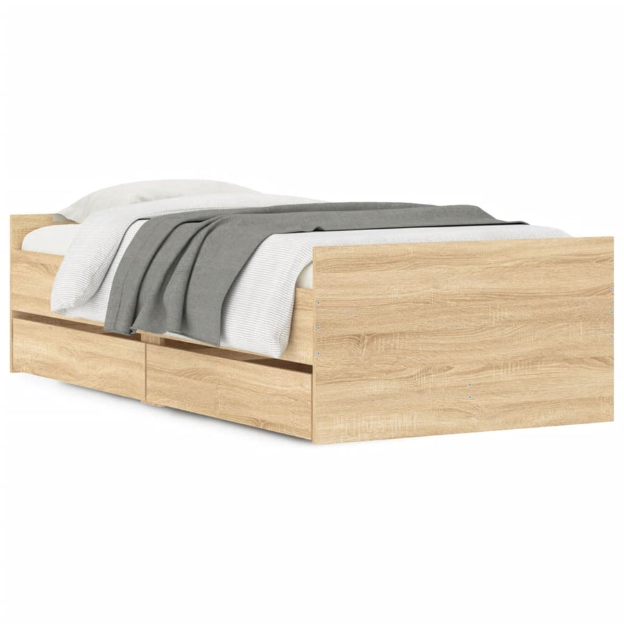 Bedframe Kleurig Small Single Sonoma eiken 75 x 190 cm