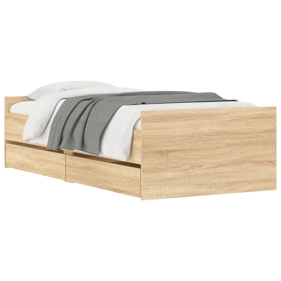 Bedframe Kleurig Small Single Sonoma eiken 75 x 190 cm