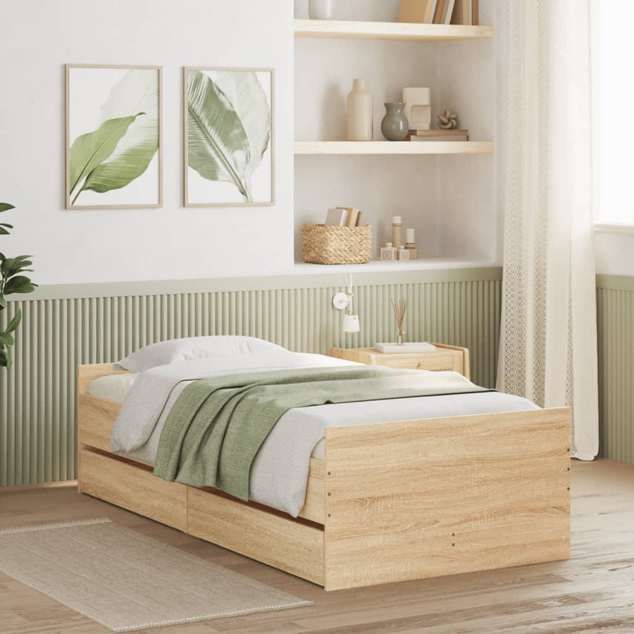 Bedframe Kleurig Small Single Sonoma eiken 75 x 190 cm