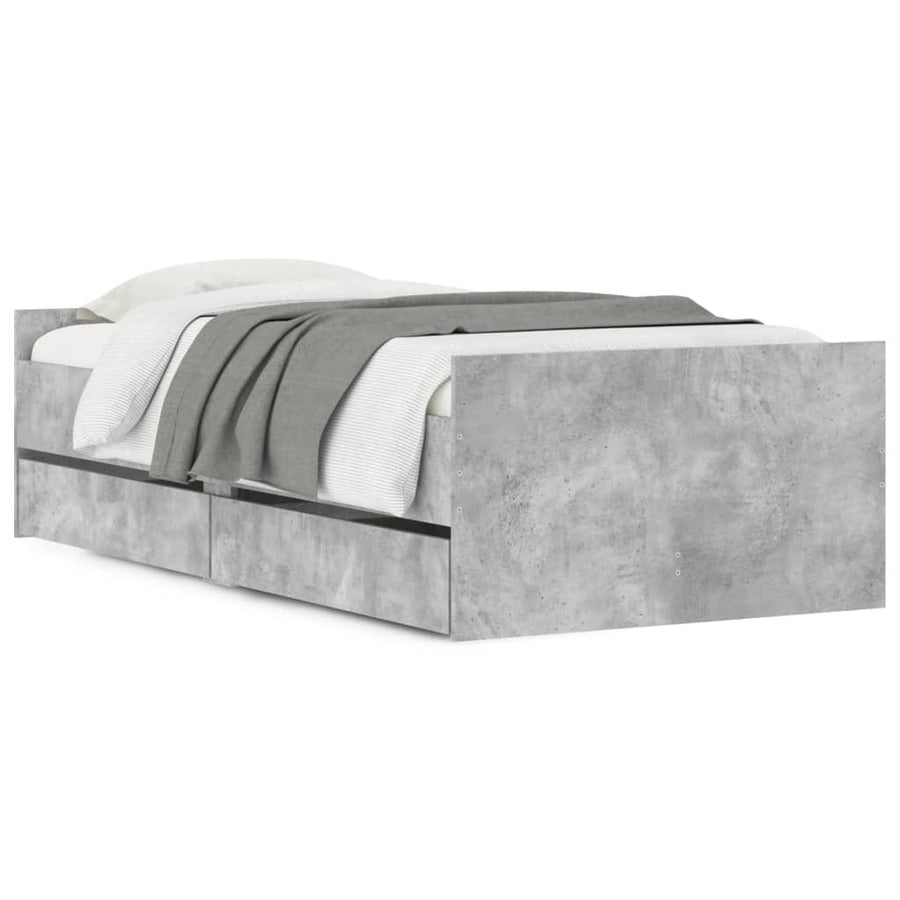 Bedframe Met Lades Small Single Betongrijs 75 x 190 cm