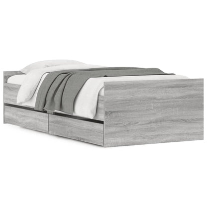 Bedframe Met Lades Eiken Small Single Grijs sonoma 75 x 190 cm