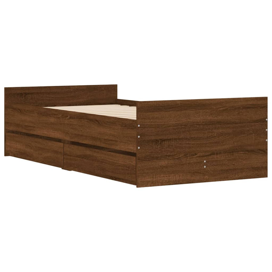 Bedframe Met Lades Ig Small Single 75 x 190 cm bruin eikenkleur