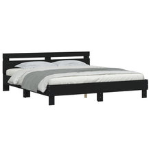 Bedframe met hoofdeinde bewerkt hout zwart 200x200 cm 200 x 200 cm Zwart