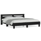 Bedframe bewerkt hout zwart 200x200 cm