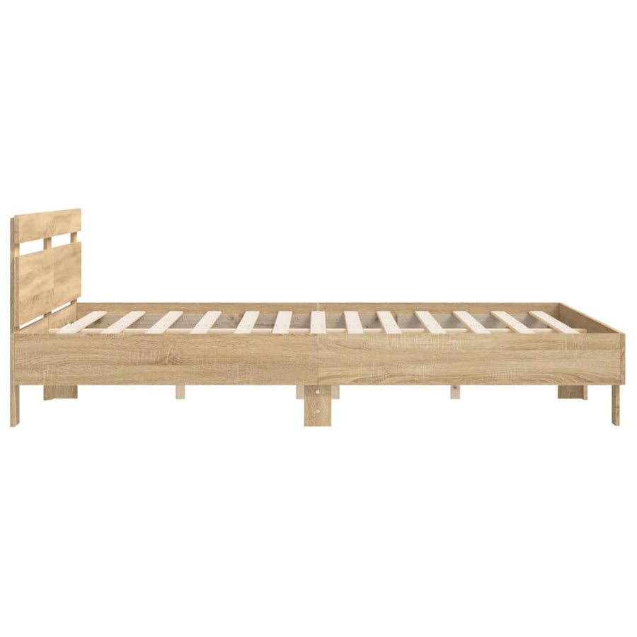 Bedframe met hoofdeinde bewerkt hout sonoma eiken 200x200 cm 200 x 200 cm Sonoma eiken