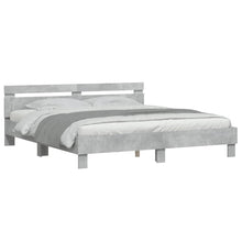 Bedframe met hoofdeinde bewerkt hout betongrijs 200x200 cm 200 x 200 cm Betongrijs