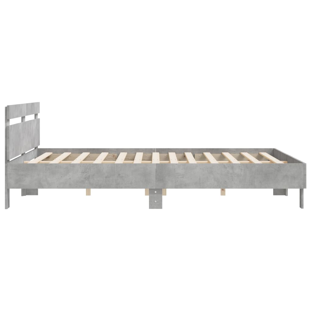 Bedframe met hoofdeinde bewerkt hout betongrijs 200x200 cm 200 x 200 cm Betongrijs