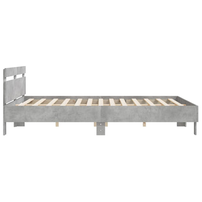 Bedframe met hoofdeinde bewerkt hout betongrijs 200x200 cm 200 x 200 cm Betongrijs