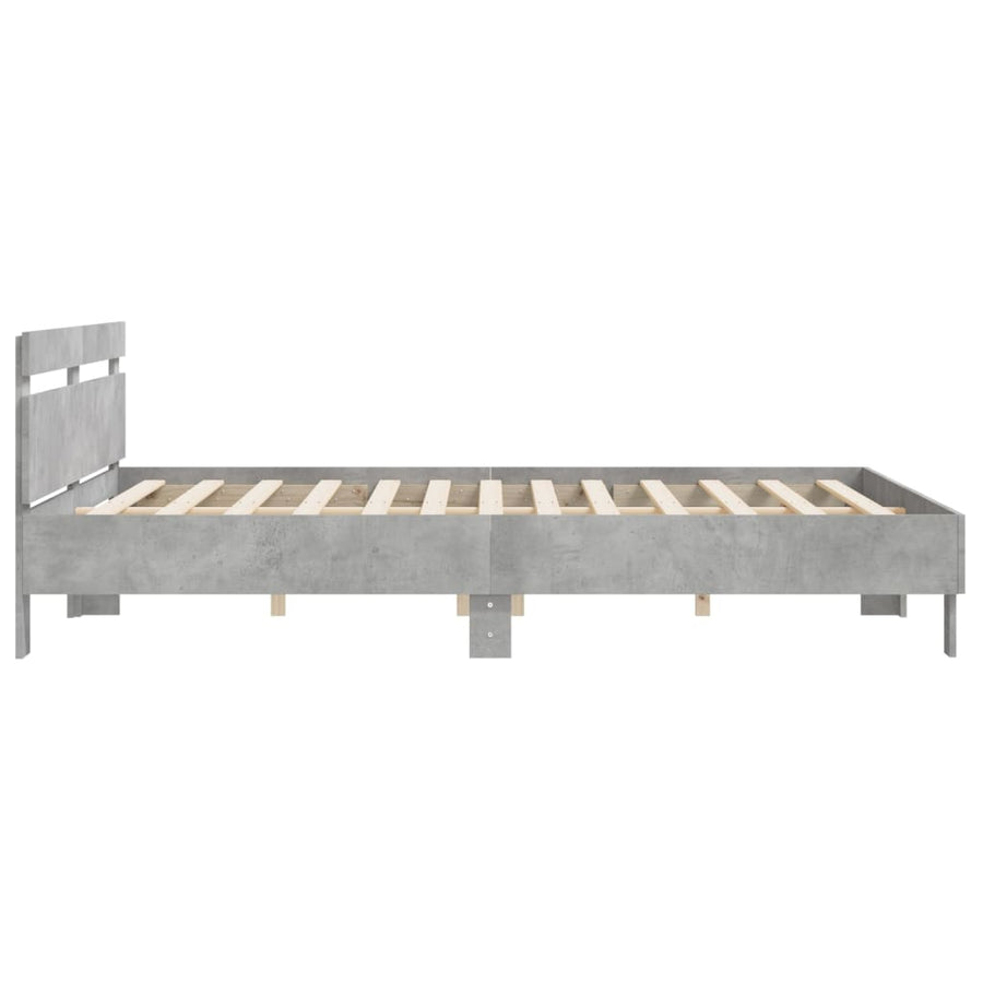 Bedframe met hoofdeinde bewerkt hout betongrijs 200x200 cm 200 x 200 cm Betongrijs