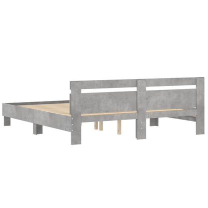 Bedframe met hoofdeinde bewerkt hout betongrijs 200x200 cm 200 x 200 cm Betongrijs