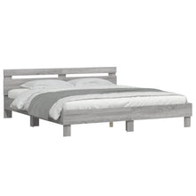 Bedframe met hoofdeinde bewerkt hout grijs sonoma 200x200 cm 200 x 200 cm Grijs sonoma