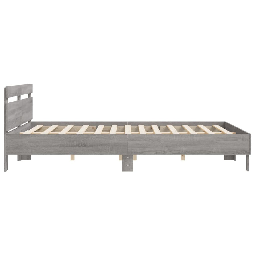 Bedframe met hoofdeinde bewerkt hout grijs sonoma 200x200 cm 200 x 200 cm Grijs sonoma