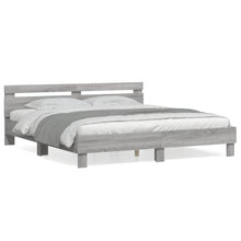 Bedframe met hoofdeinde bewerkt hout grijs sonoma 200x200 cm 200 x 200 cm Grijs sonoma