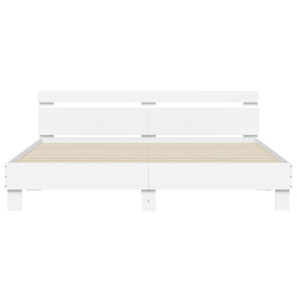 Bedframe Met Hoofdbord Bewerkt Hout Wit 180 x 200 cm