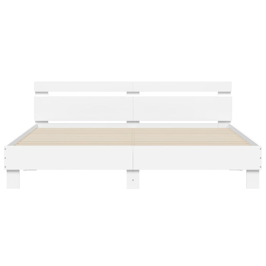Bedframe Met Hoofdbord Bewerkt Hout Wit 180 x 200 cm