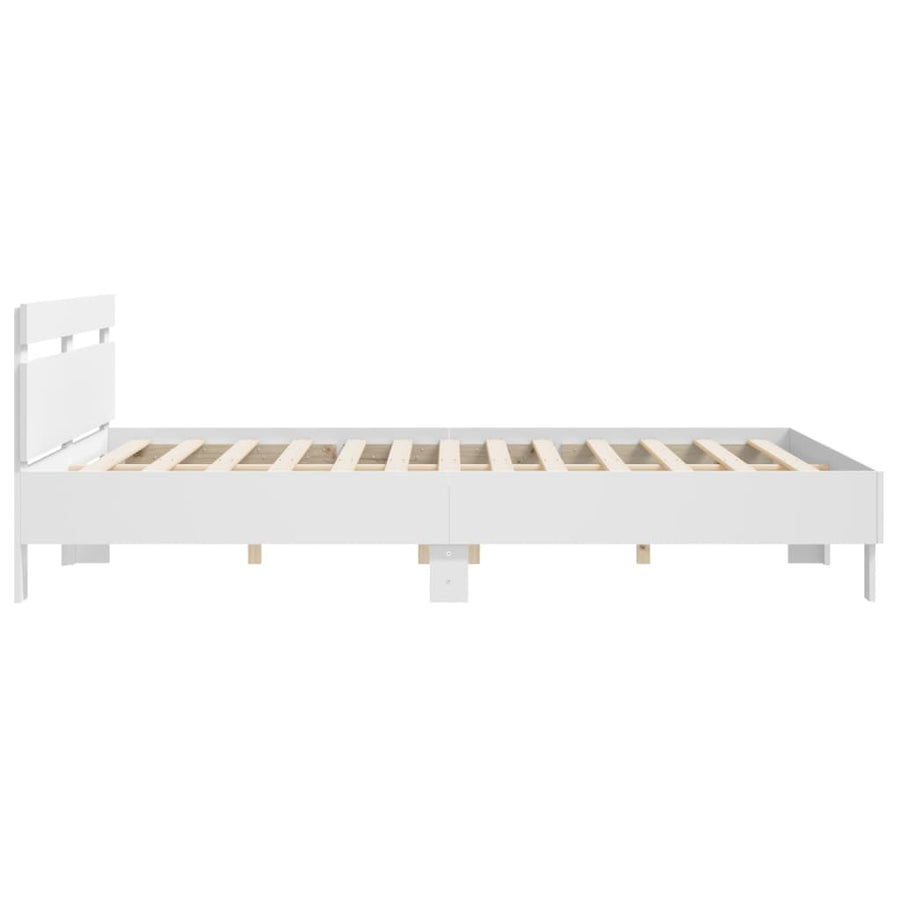 Bedframe Met Hoofdbord Bewerkt Hout Wit 180 x 200 cm