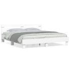Bed frame with ornate wooden headboard white 180x200 cm