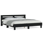 Bedframe 180x200 cm bewerkt hout zwart