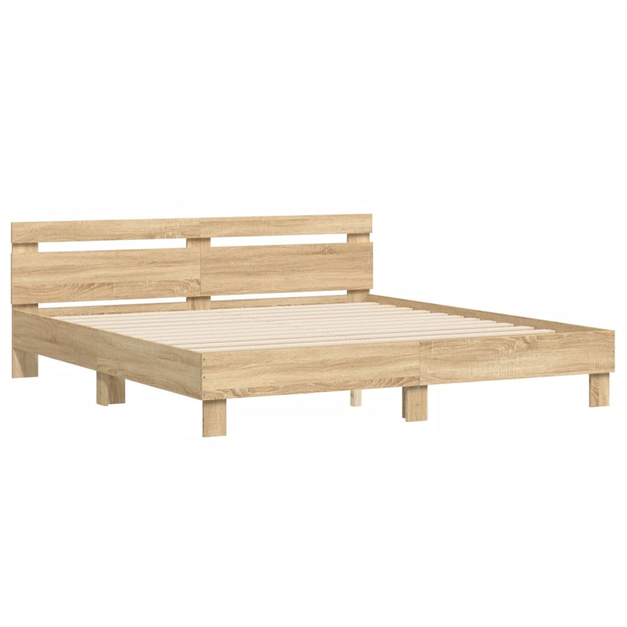 Bedframe Met Hoofdeinde Bewerkt Hout Sonoma Eiken 180 x 200 cm