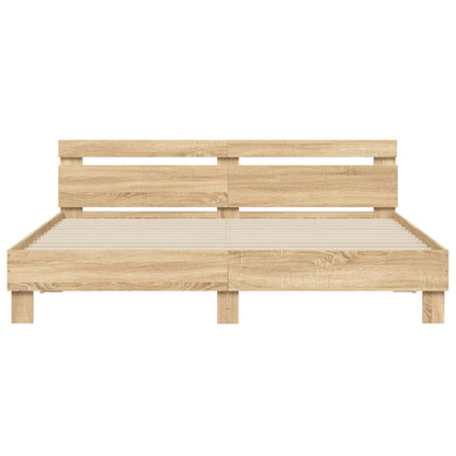 Bedframe Met Hoofdeinde Bewerkt Hout Sonoma Eiken 180 x 200 cm