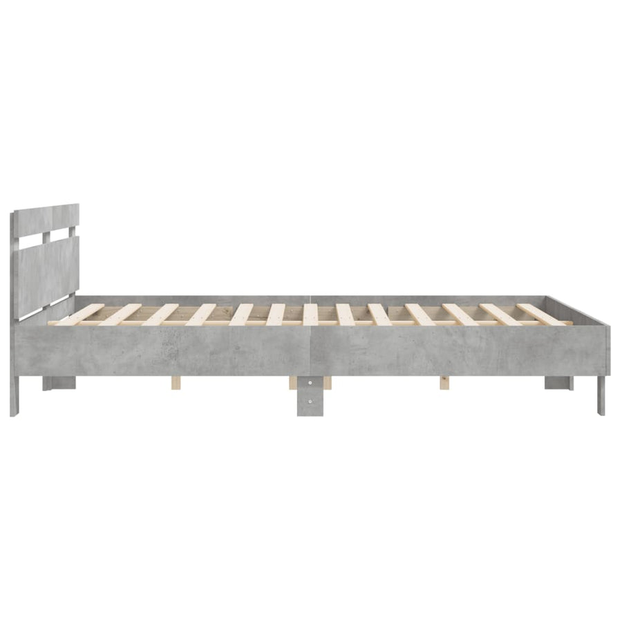 Bedframe Met Hoofdeinde Bewerkt Hout Betongrijs 180 x 200 cm