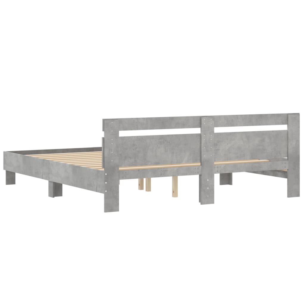 Bedframe Met Hoofdeinde Bewerkt Hout Betongrijs 180 x 200 cm