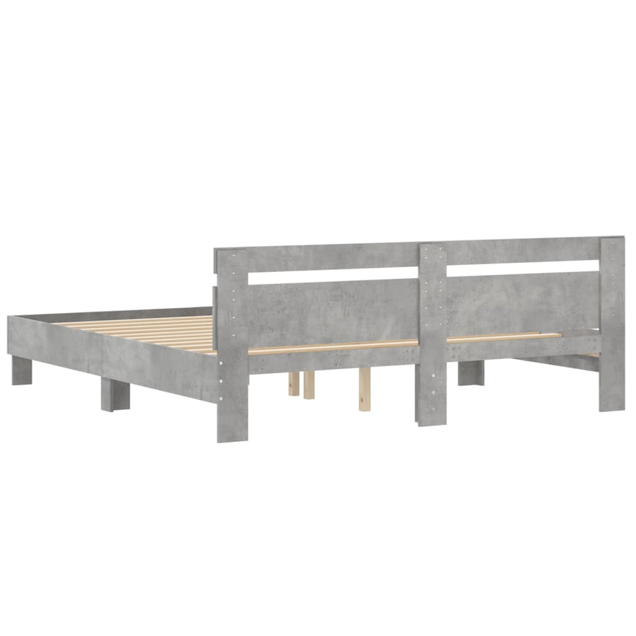Bedframe Met Hoofdeinde Bewerkt Hout Betongrijs 180 x 200 cm
