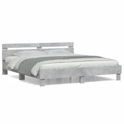 Bedframe betongrijs 180x200 cm bewerkt hout