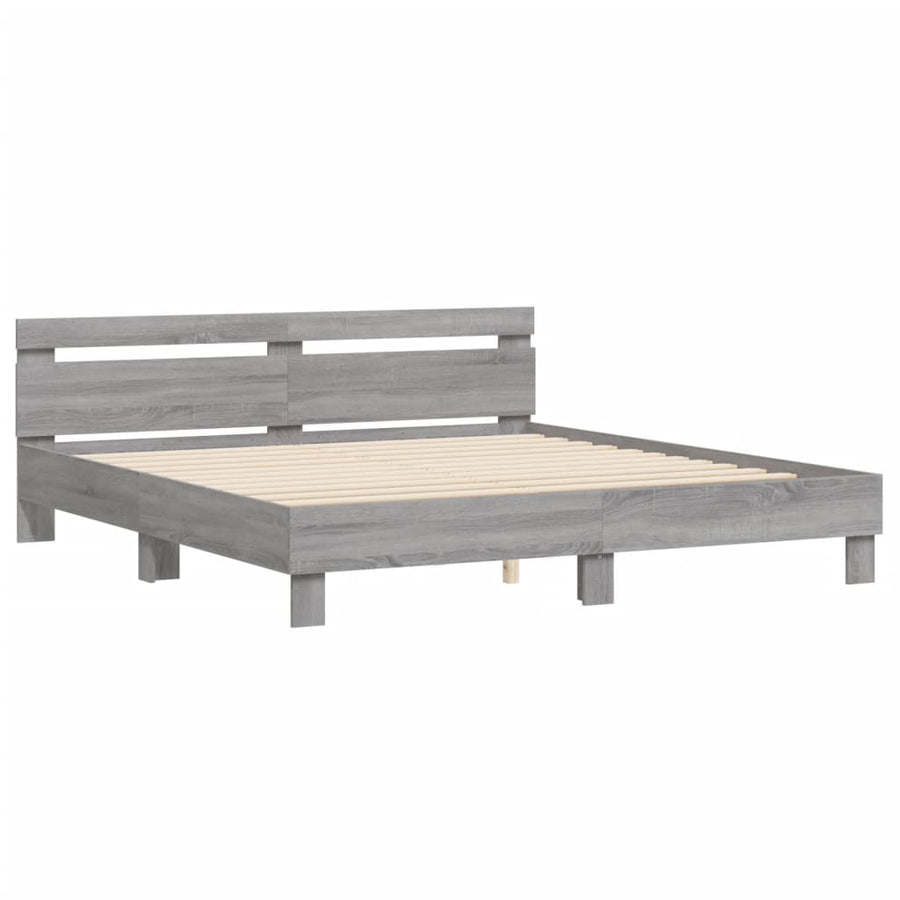 Bedframe Met Hoofdeinde Bewerkt Hout Grijs sonoma 180 x 200 cm