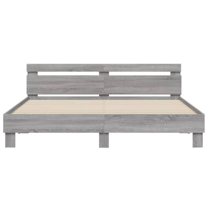 Bedframe Met Hoofdeinde Bewerkt Hout Grijs sonoma 180 x 200 cm