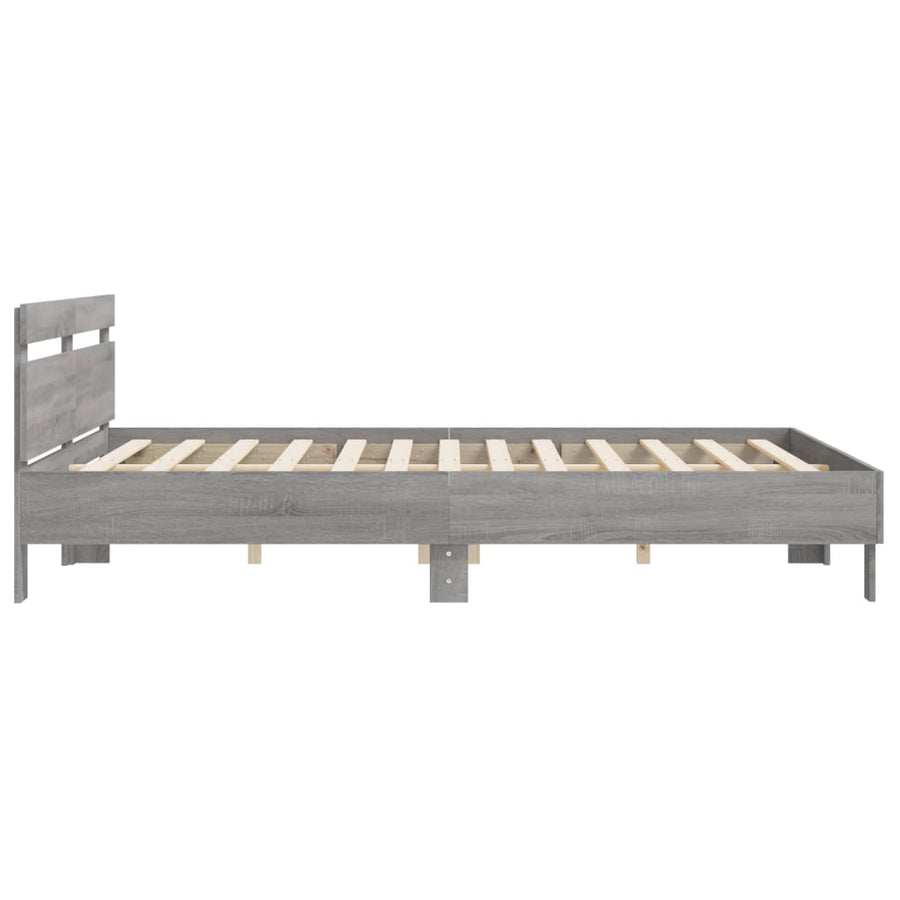 Bedframe Met Hoofdeinde Bewerkt Hout Grijs sonoma 180 x 200 cm