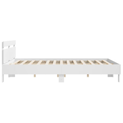 Bedframe met hoofdbord bewerkt hout wit 160x200 cm 160 x 200 cm Wit