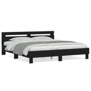 Bedframe zwart 160x200 cm met hoofdbord