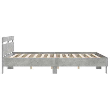 Bedframe met hoofdeinde bewerkt hout betongrijs 160x200 cm 160 x 200 cm Betongrijs