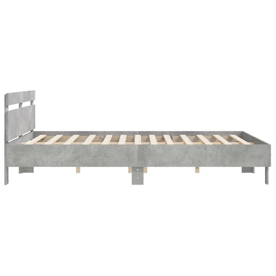 Bedframe met hoofdeinde bewerkt hout betongrijs 160x200 cm 160 x 200 cm Betongrijs
