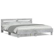 Bedframe 160x200 cm bewerkt hout betongrijs