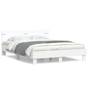 Bedframe 150x200 cm bewerkt hout wit hoofdeinde
