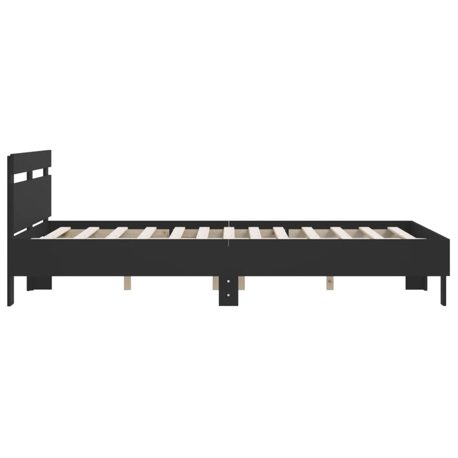 Bedframe Met Hoofdeinde Bewerkt Hout Zwart 150 x 200 cm