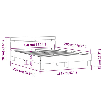 Bedframe Met Hoofdeinde Bewerkt Hout Zwart 150 x 200 cm