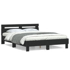Bed frame with carved black wooden headboard 150x200 cm