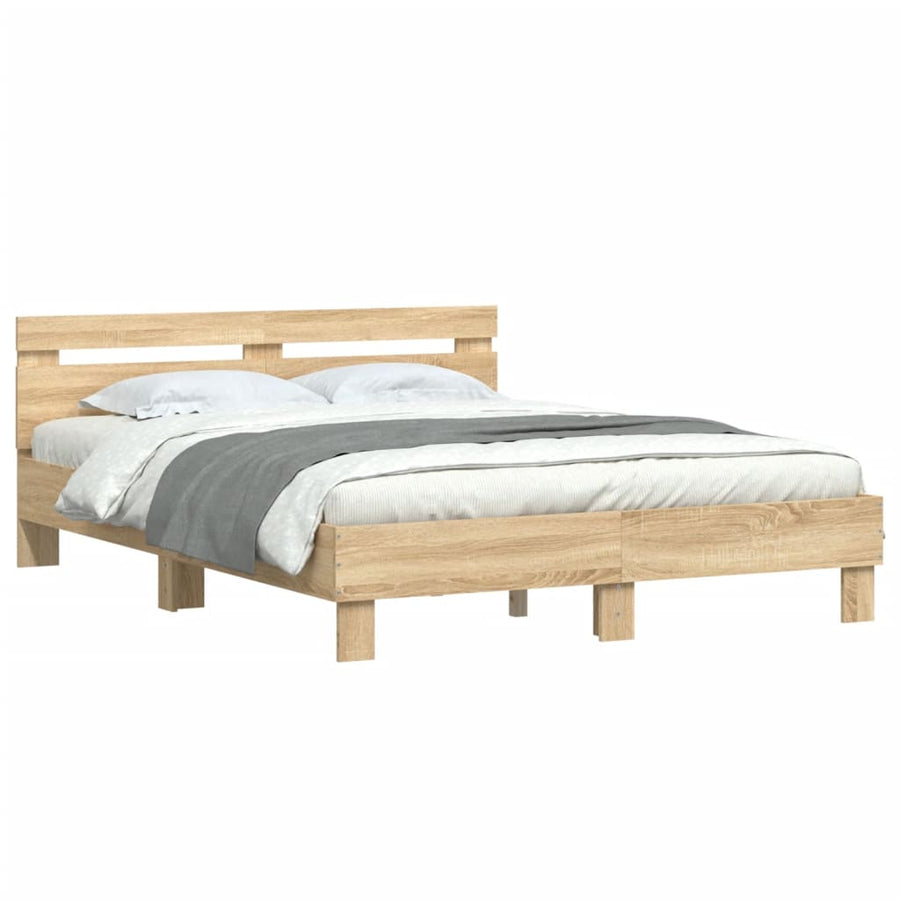 Bedframe Met Hoofdeinde Bewerkt Hout Sonoma eiken 150 x 200 cm