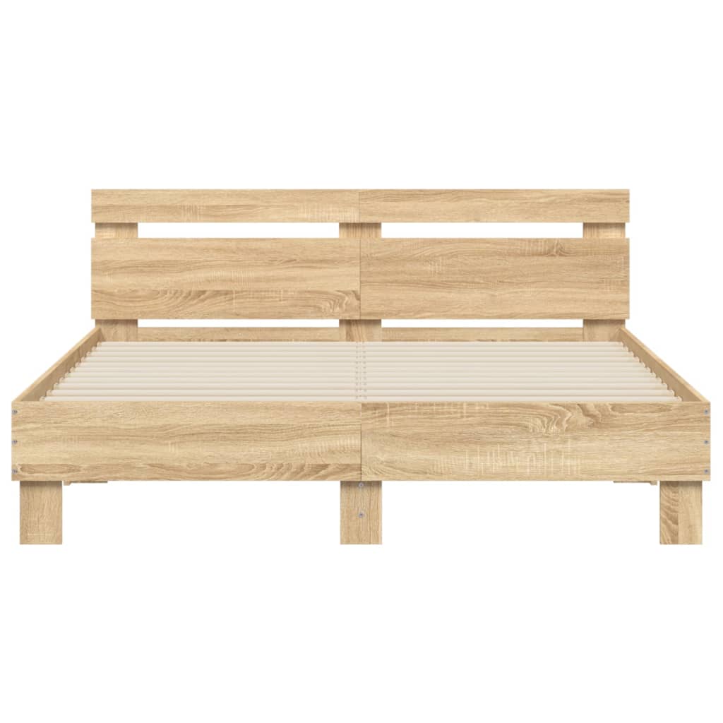 Bedframe Met Hoofdeinde Bewerkt Hout Sonoma eiken 150 x 200 cm