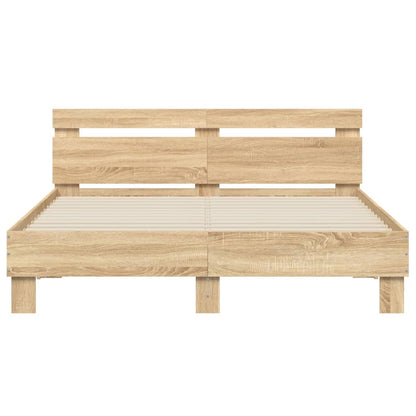 Bedframe Met Hoofdeinde Bewerkt Hout Sonoma eiken 150 x 200 cm