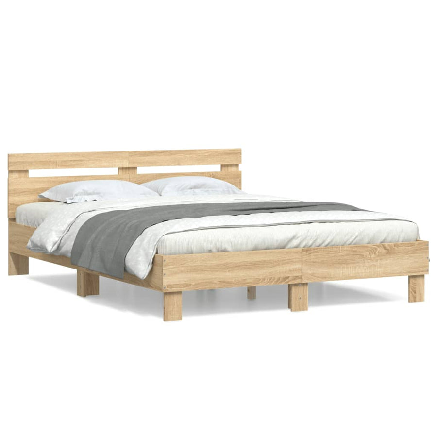 Bedframe Met Hoofdeinde Bewerkt Hout Sonoma eiken 150 x 200 cm