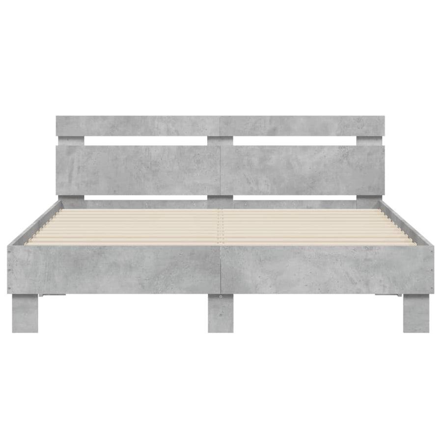 Bedframe Met Hoofdeinde Bewerkt Hout Betongrijs 150 x 200 cm