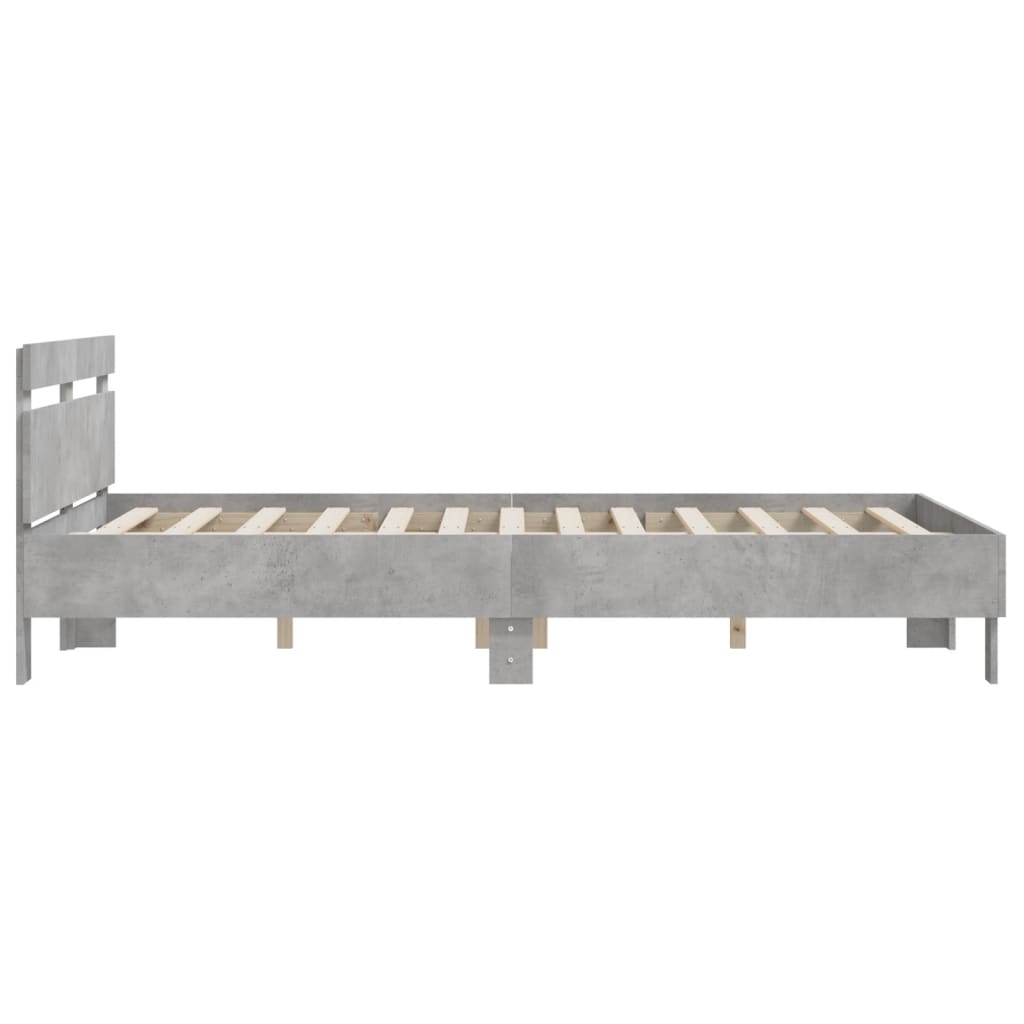 Bedframe Met Hoofdeinde Bewerkt Hout Betongrijs 150 x 200 cm