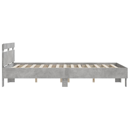 Bedframe Met Hoofdeinde Bewerkt Hout Betongrijs 150 x 200 cm
