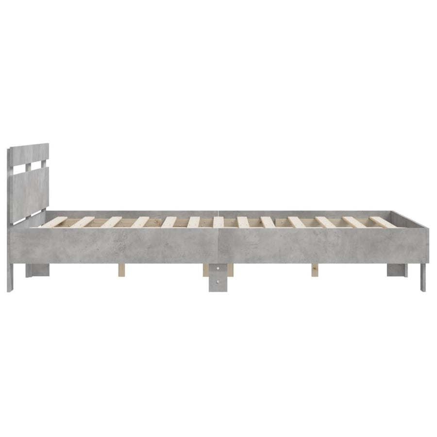 Bedframe Met Hoofdeinde Bewerkt Hout Betongrijs 150 x 200 cm