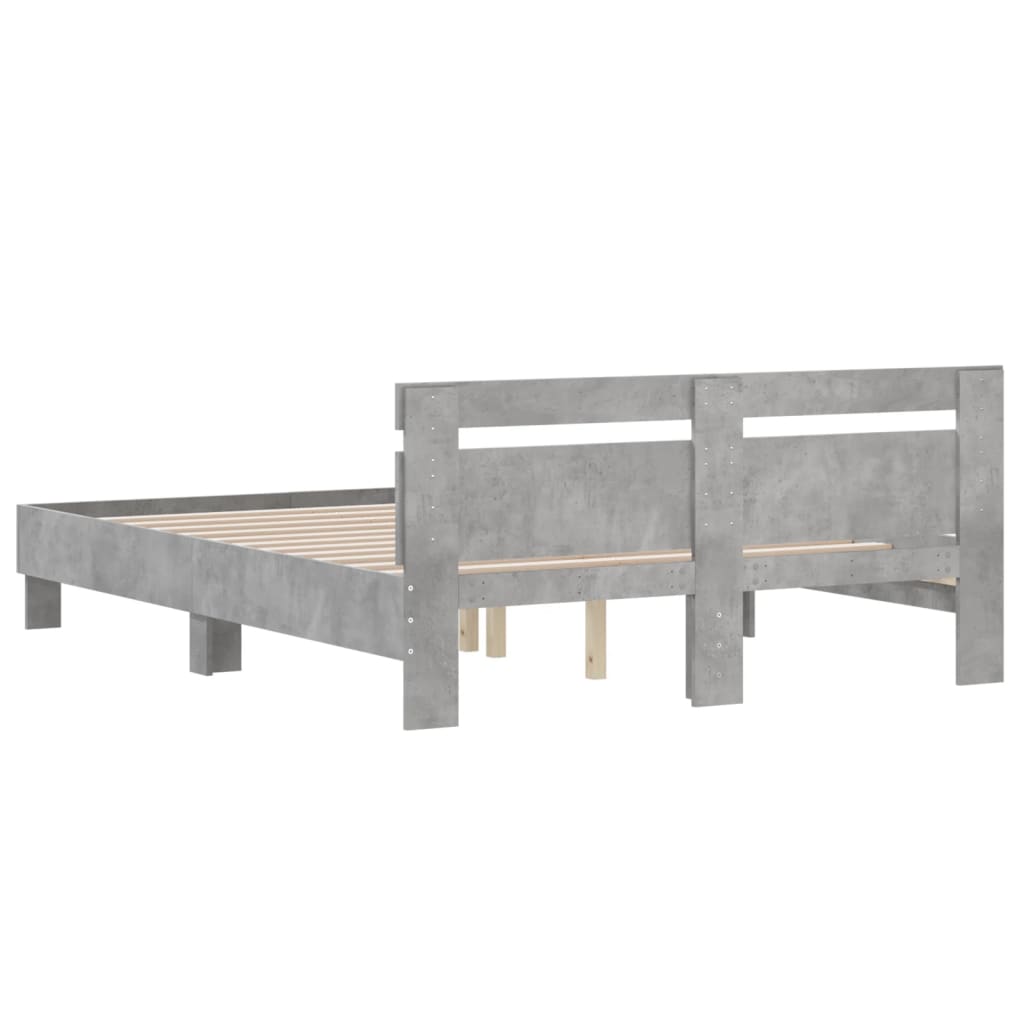 Bedframe Met Hoofdeinde Bewerkt Hout Betongrijs 150 x 200 cm