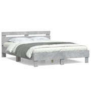 Bedframe 150x200 cm betongrijs bewerkt hout